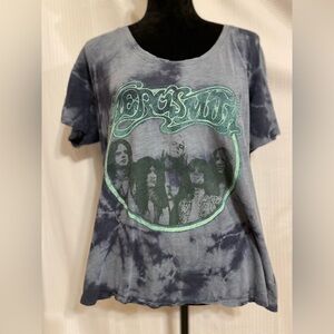 Aerosmith Blue Tie-Dye Overlarge Tee Women’s Size Small